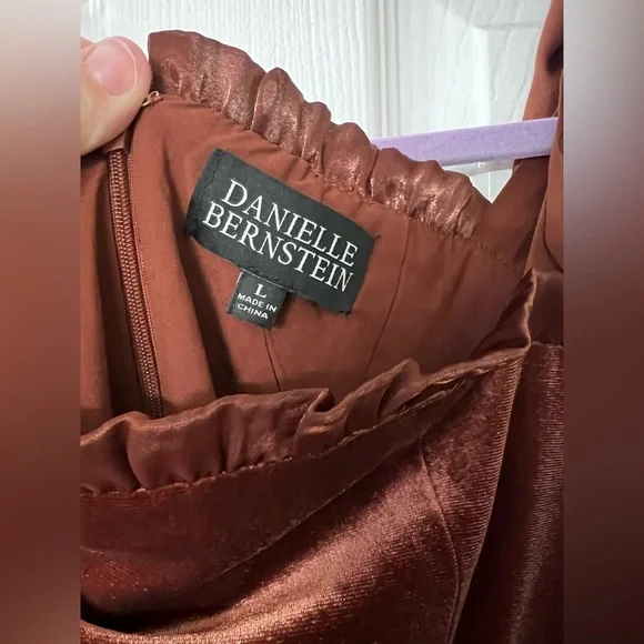 DANIELLE BERNSTEIN Rust Velvet Dress - Picture 3 of 7